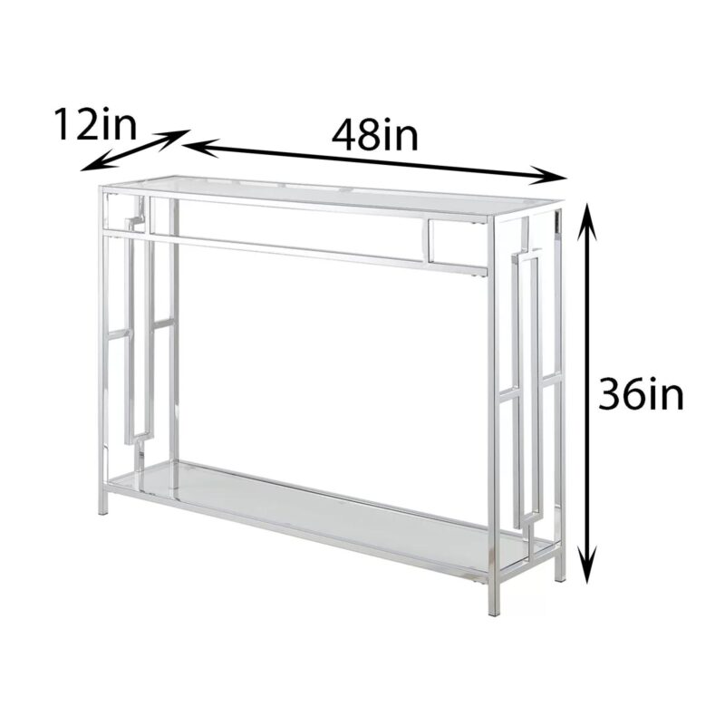 Sofie Console Table in Stainless Steel, Glass Top - Image 9