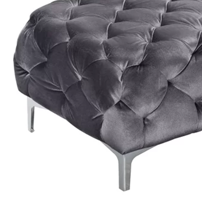 Axis Ottoman with Metal Legs and Velvet Fabric - Image 5