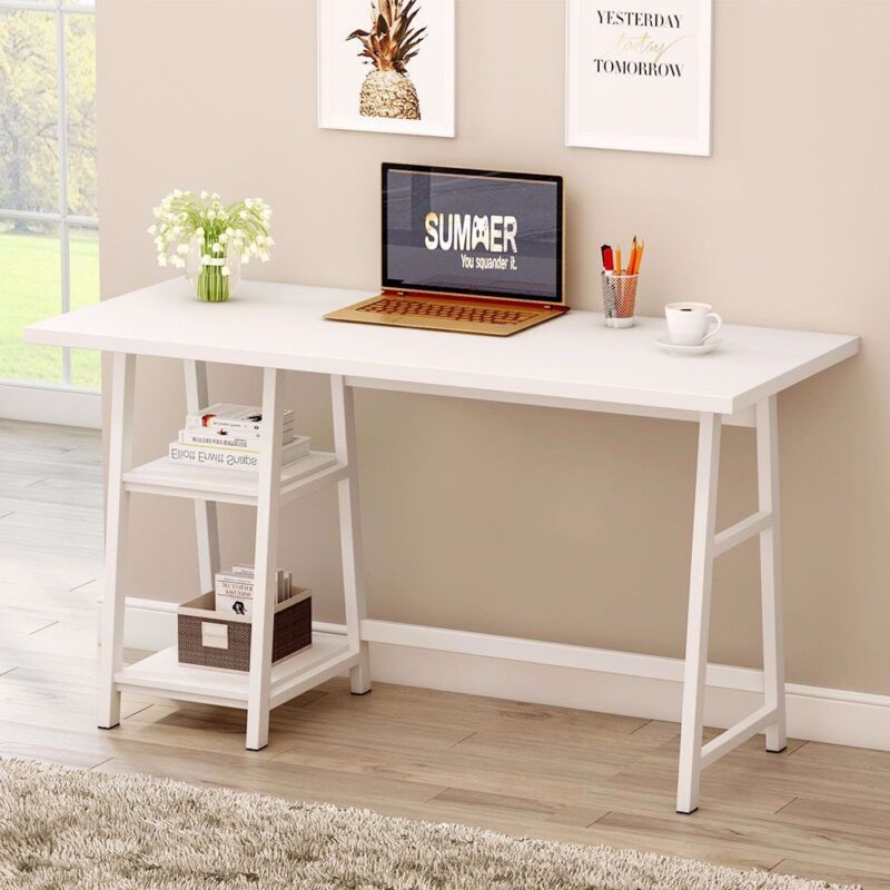 Suade Computer Table in White Colour