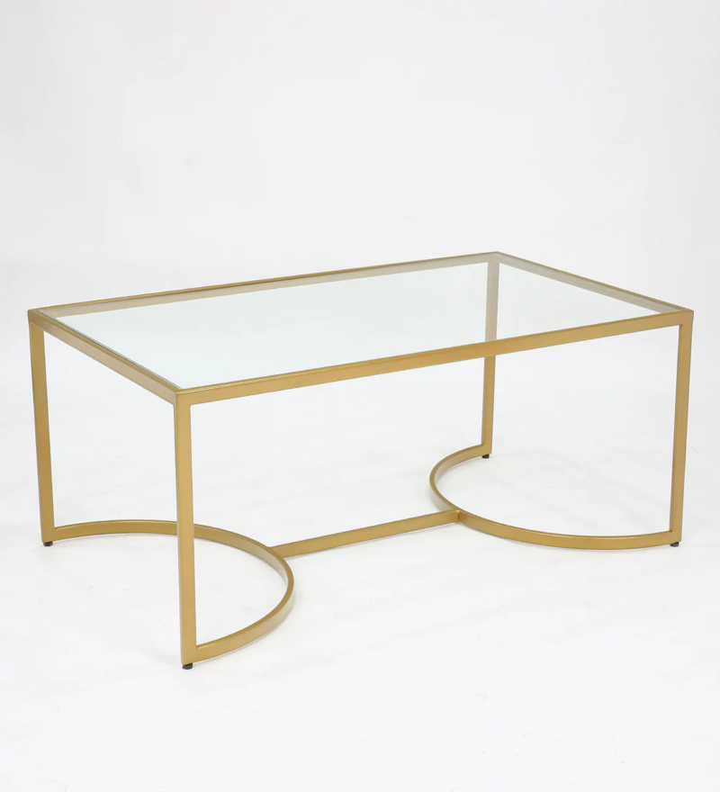 Daniel Center Table in Golden Color with Glass Top - Image 2