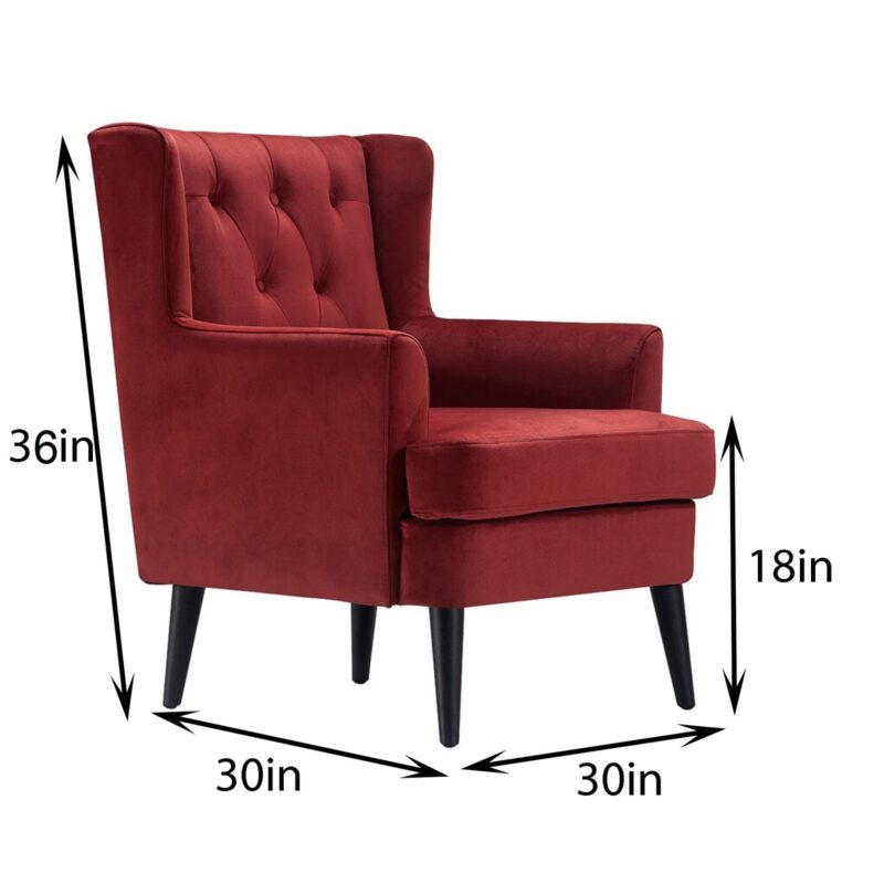 Kylie Lounge Chair in Redwin Color Velvet - Image 4