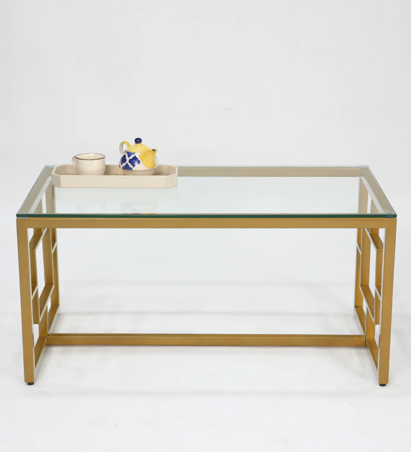 Anny Center Table in Golden Color With Glass Top - Image 5