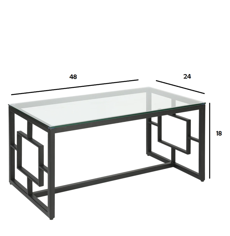 Anny Center Table in Black Color With Glass Top - Image 3