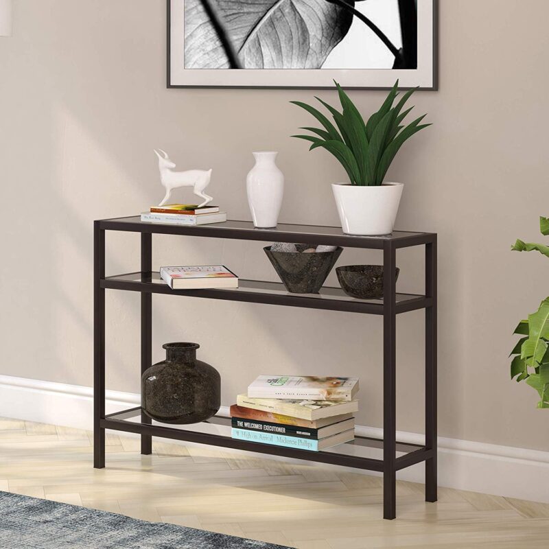 Lyna Console Table in Black Color with Acrylic Glass - Image 3