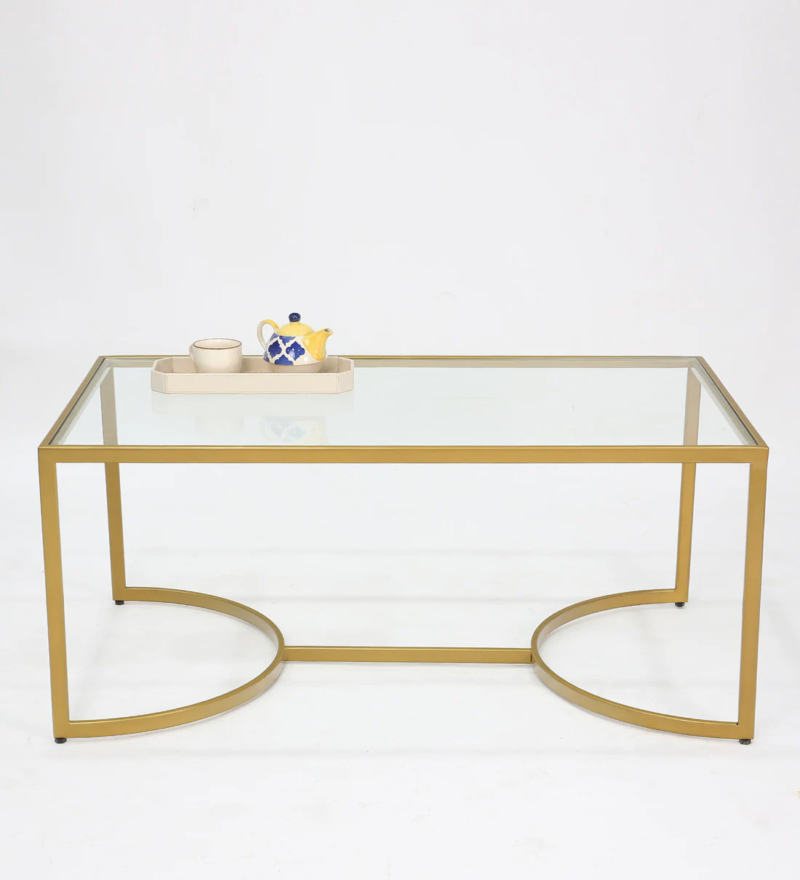 Daniel Center Table in Golden Color with Glass Top - Image 3