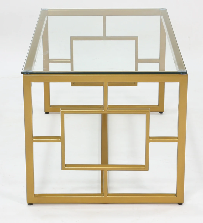 Anny Center Table in Golden Color With Glass Top - Image 12