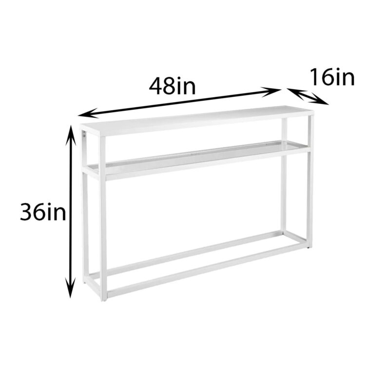 Carter Console Table in White Colour with Glass Top - Image 4