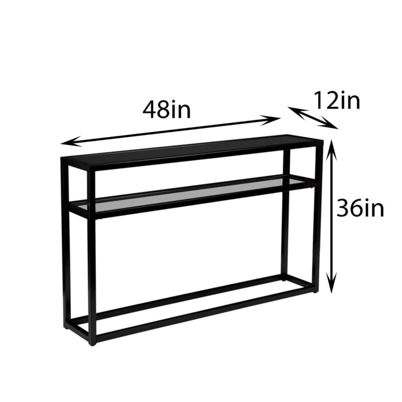 Carter Console Table in Black Color with Glass Top - Image 7