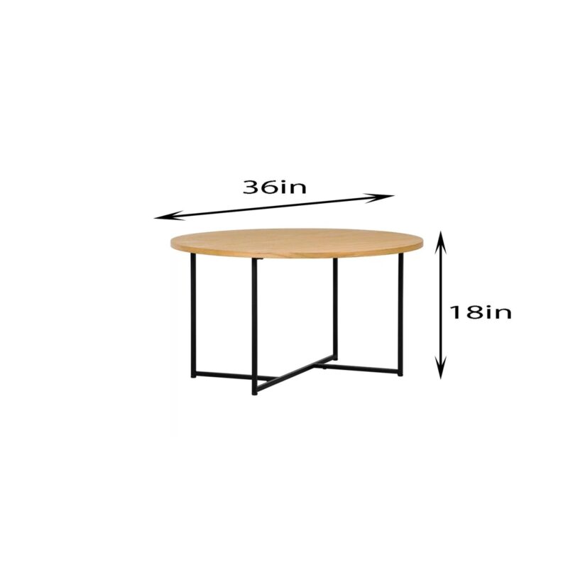 Dex metal Center Table in Black Color with Wooden Top - Image 7