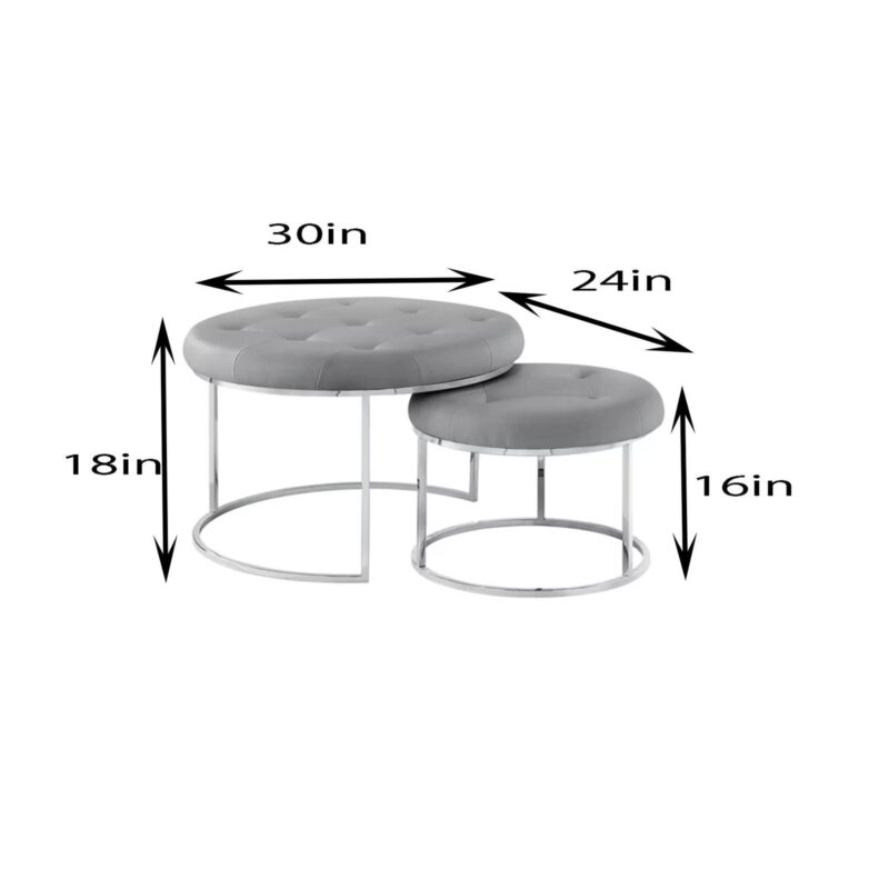 Anas Center Table in Grey Color - Stainless Steel -Set of 2 - Image 7