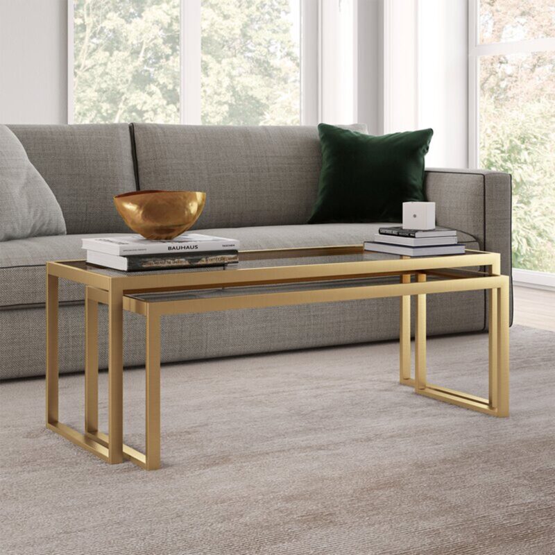 Linda Center Table in Golden Colour (Set of 2) - Image 7