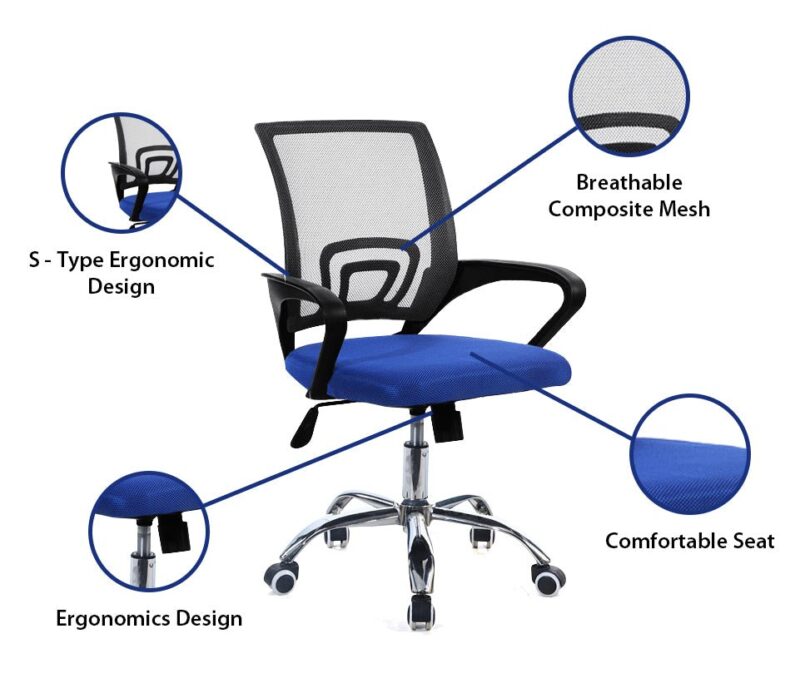 Cozy Mesh Office Chair in Blue Color - Image 6