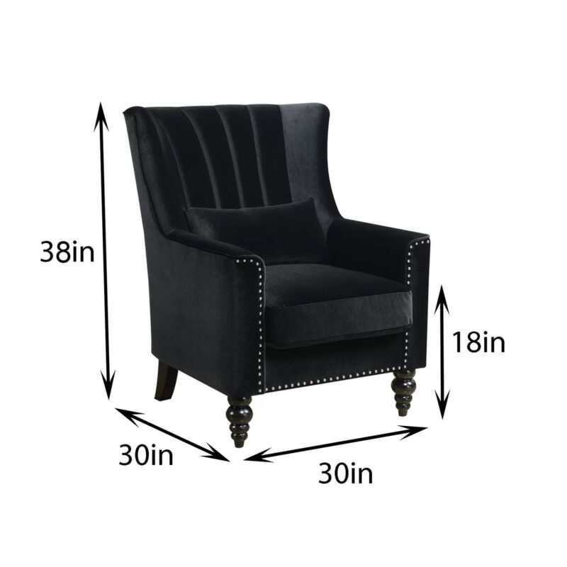 Daisy Lounge Chair in Black Color Velvet - Luxury Home Furniture - Image 3