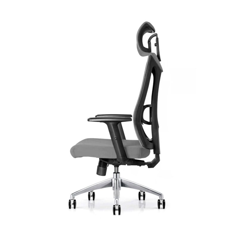 ErgoHuman High Back Office Chair in Grey Color with Headrest - Image 4