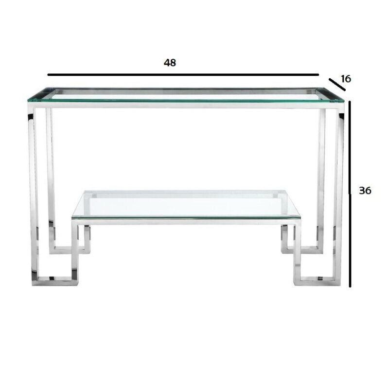 Fenton Console Table in Stainless Steel with Acrylic Glass Top - Image 6