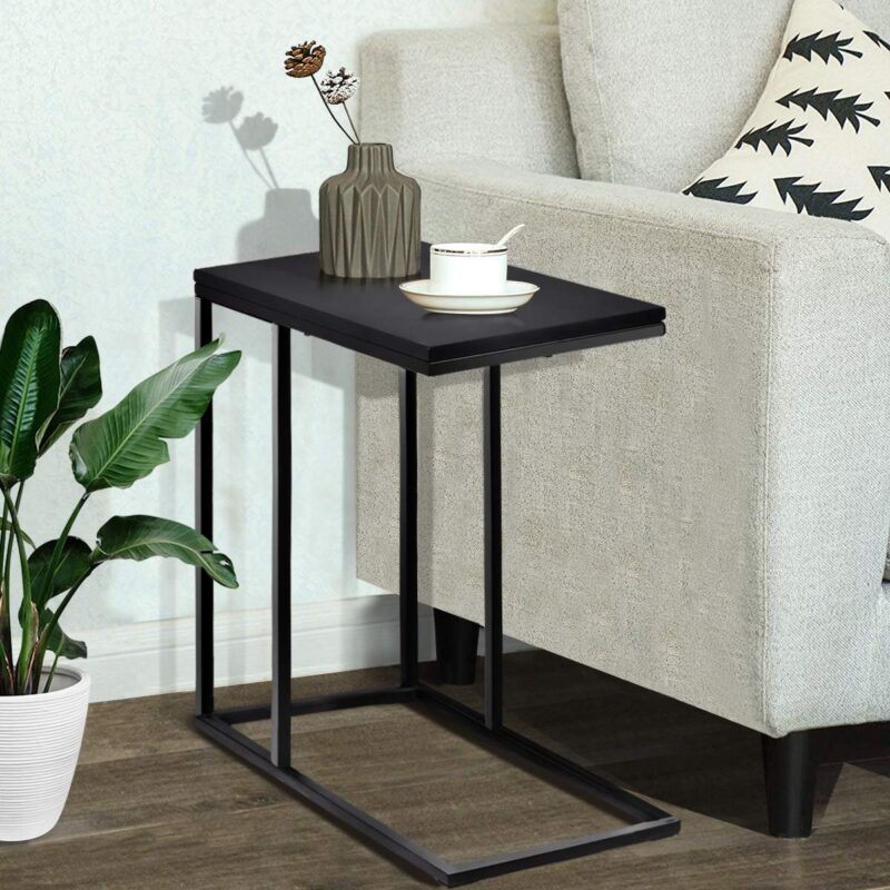 Floris Side and End Table in Black color Wooden Top