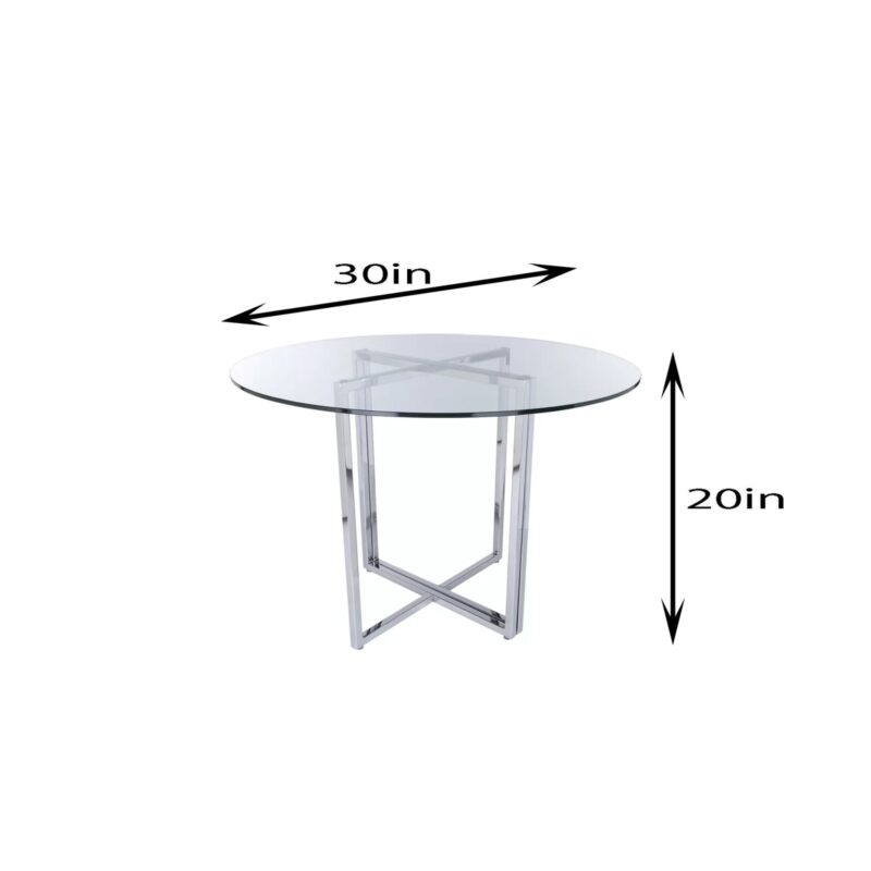 Helena Round Glass Top Side Table in Stainless Steel - Image 4