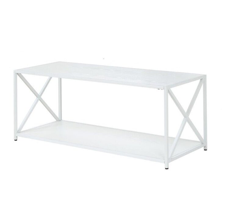 John Rectangular Center Table in White Color - Wooden Top - Image 3