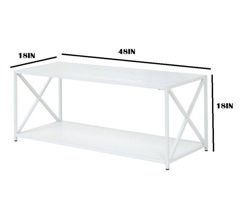 John Rectangular Center Table in White Color - Wooden Top - Image 4