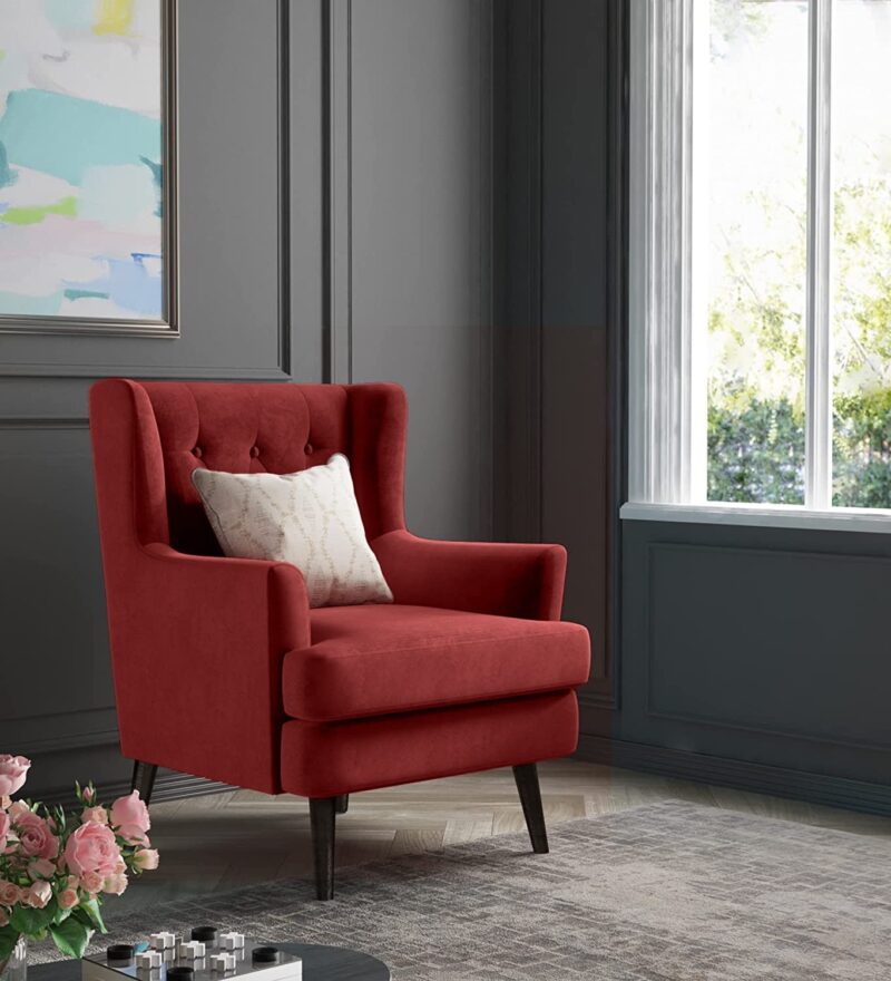 Kylie Lounge Chair in Redwin Color Velvet