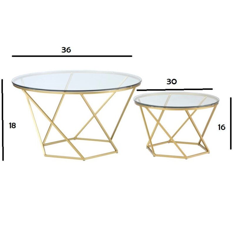 Lucy Nesting Round Coffee Table (Set of 2) in Golden Color - Image 6