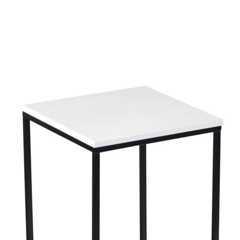 Lucy Side Table in Black Color with White Wooden Top - Image 5