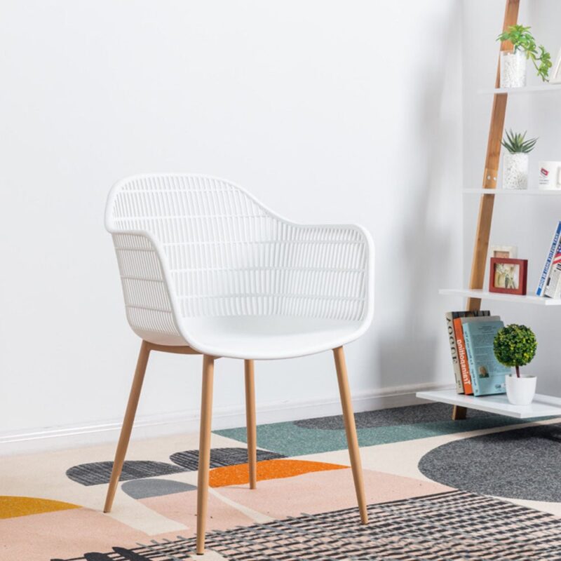 Manny Cafe cum Dining Chair in White Colour