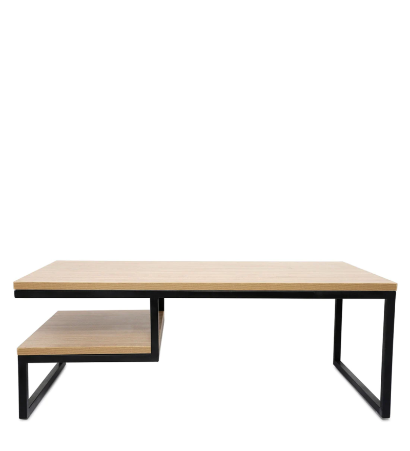 Marlet Center Table in Black Color with Wooden Top(Beige) - Image 3