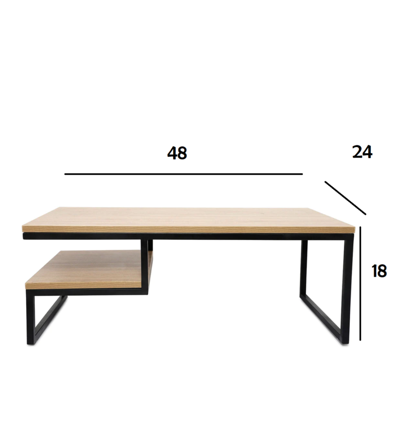 Marlet Center Table in Black Color with Wooden Top(Beige) - Image 2