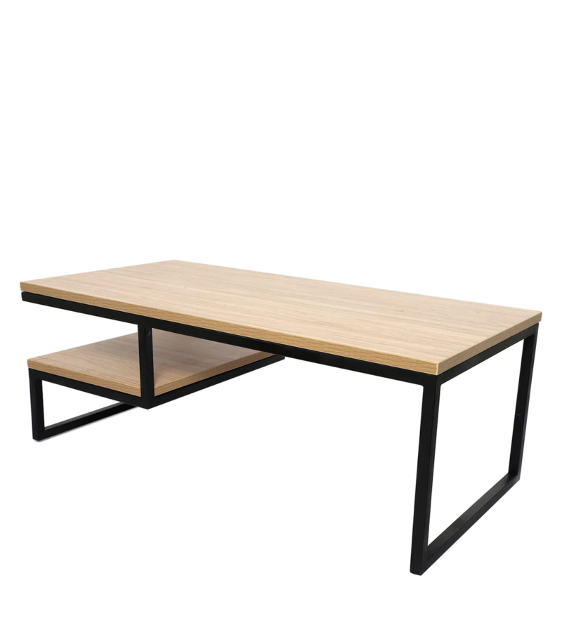 Marlet Center Table in Black Color with Wooden Top(Beige) - Image 4