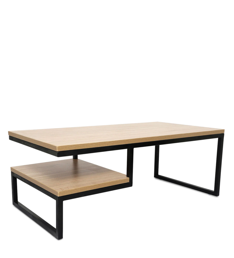 Marlet Center Table in Black Color with Wooden Top(Beige) - Image 5