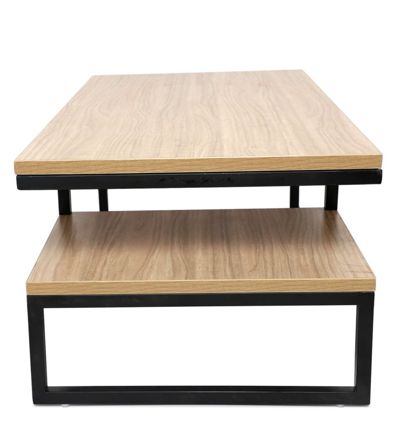 Marlet Center Table in Black Color with Wooden Top(Beige) - Image 6