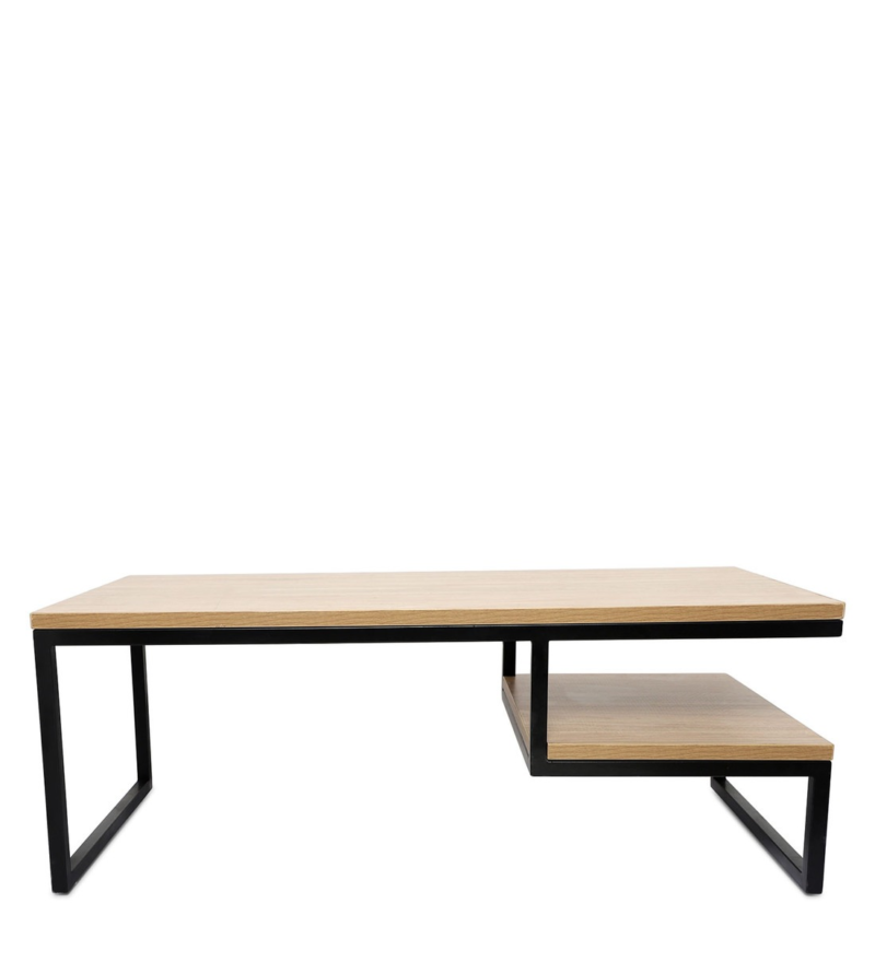 Marlet Center Table in Black Color with Wooden Top(Beige) - Image 7