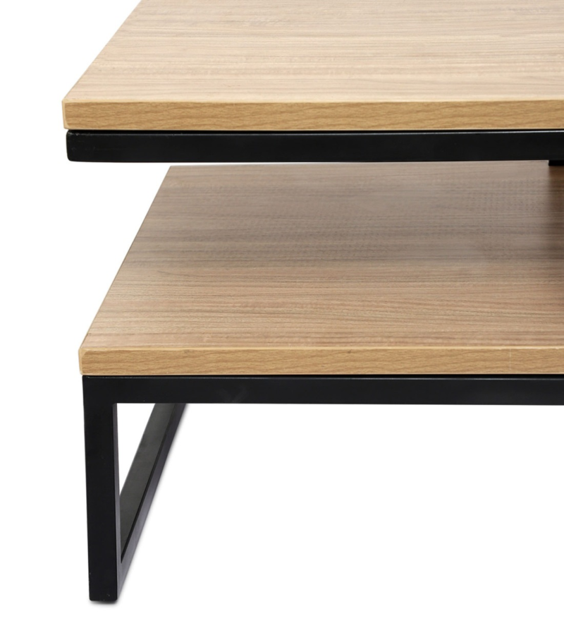 Marlet Center Table in Black Color with Wooden Top(Beige) - Image 8