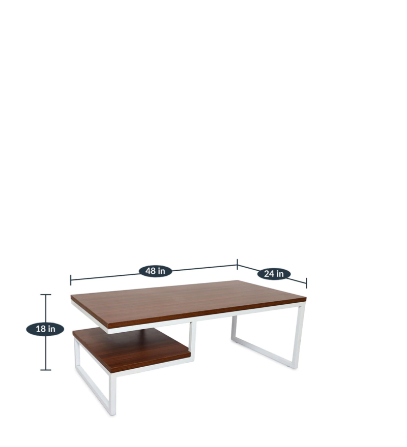 Marlet Center Table in White Color with Brown Wooden Top - Image 2