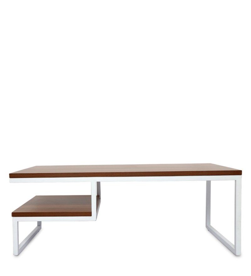 Marlet Center Table in White Color with Brown Wooden Top - Image 3