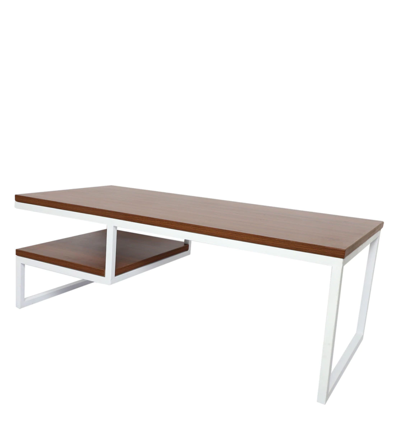 Marlet Center Table in White Color with Brown Wooden Top - Image 4