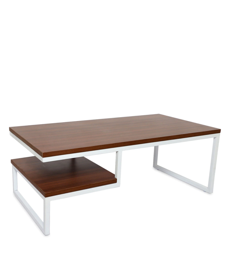 Marlet Center Table in White Color with Brown Wooden Top - Image 5