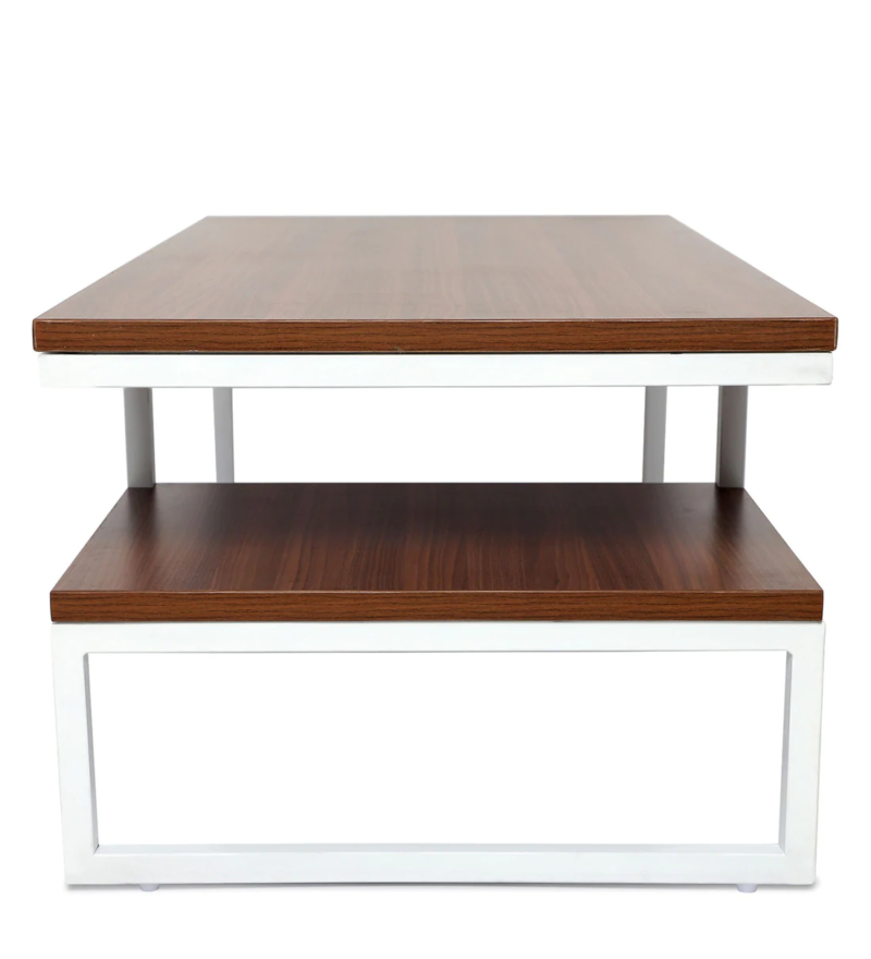 Marlet Center Table in White Color with Brown Wooden Top - Image 6