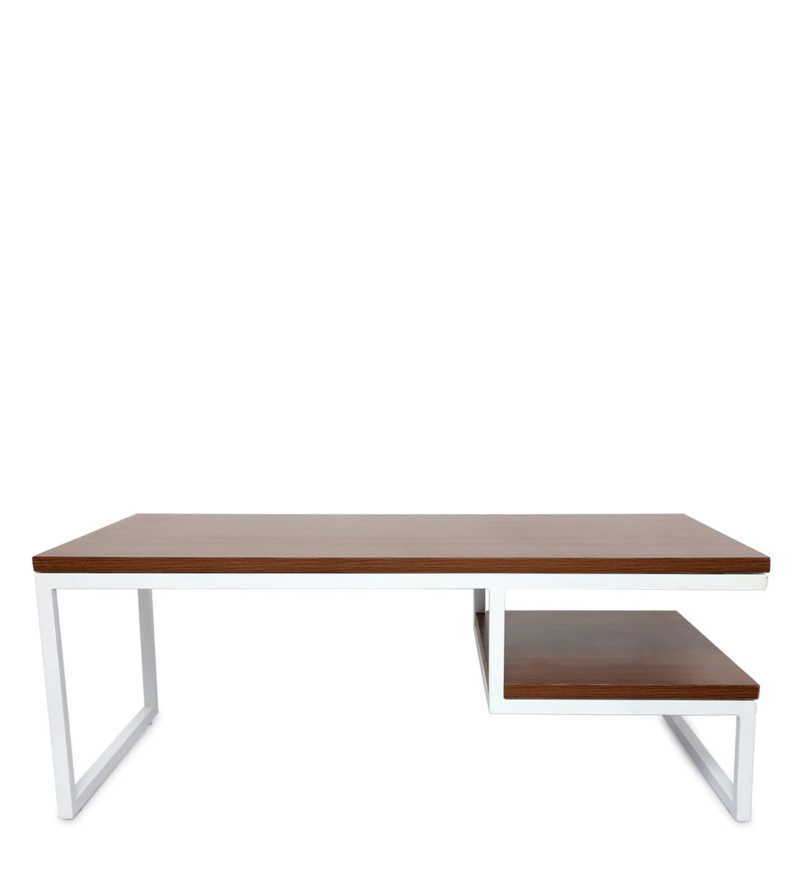 Marlet Center Table in White Color with Brown Wooden Top - Image 7