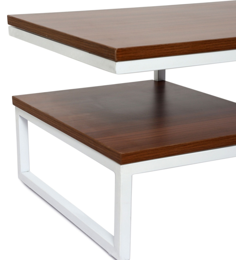 Marlet Center Table in White Color with Brown Wooden Top - Image 8