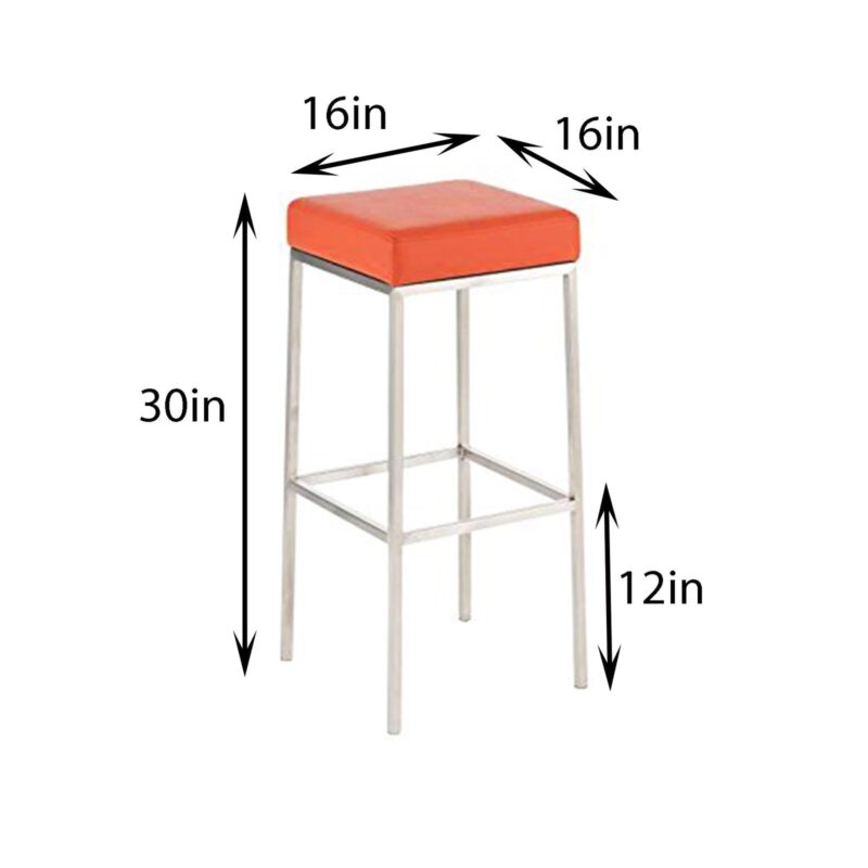 Mini Barstool in Orange Color - Stainless Steel - Image 8