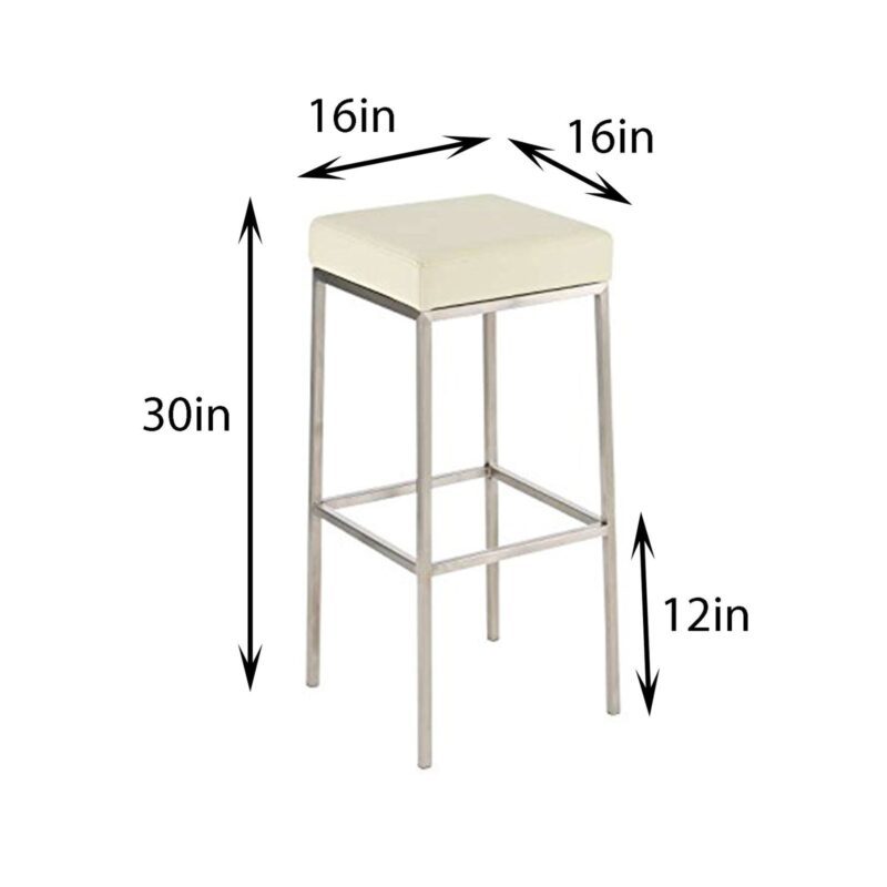 Mini Barstool in Off White Color - Stainless Steel - Image 7