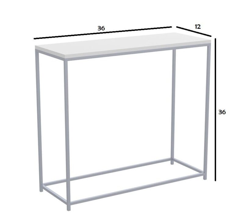 Plam Console Table in Silver Color with Wooden Top - Image 3