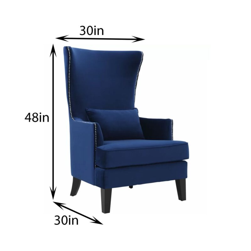 Rose Lounge Chair in Blue Color Velvet - Image 3