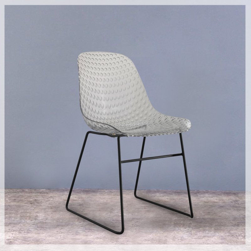 Shamy Transparent Crystal Finish Cafe Cum Dining Chair