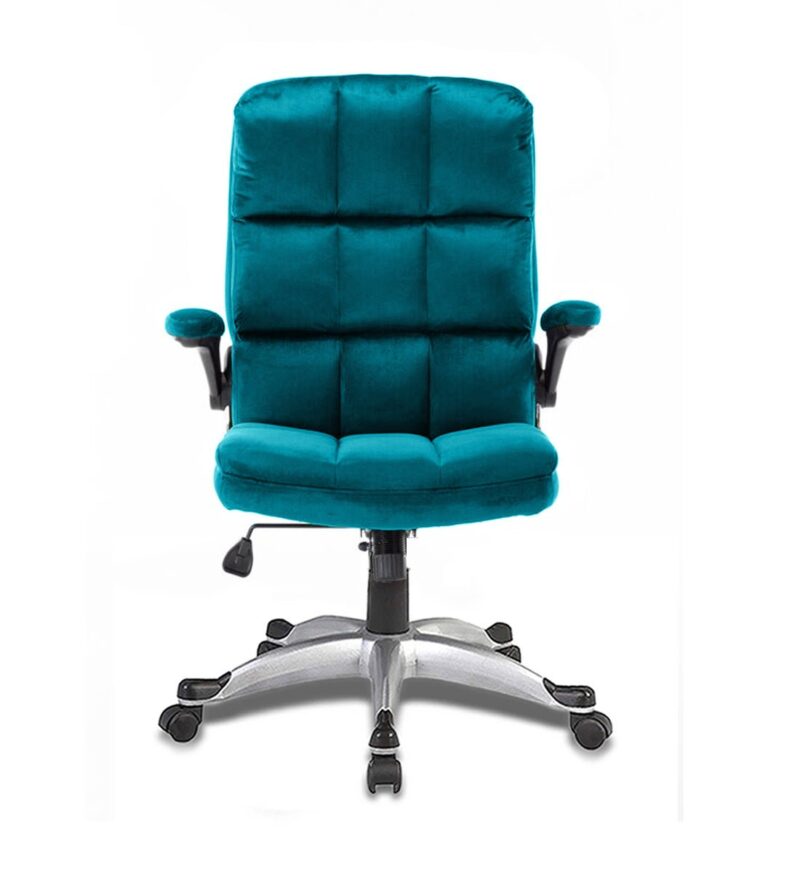 Morse High Back Office Chair in Sky Blue Color with Velvet Fabric - Image 2