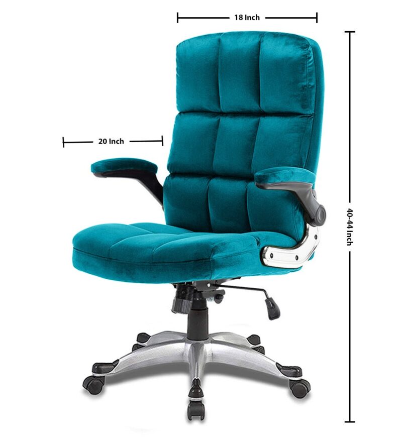 Morse High Back Office Chair in Sky Blue Color with Velvet Fabric - Image 6