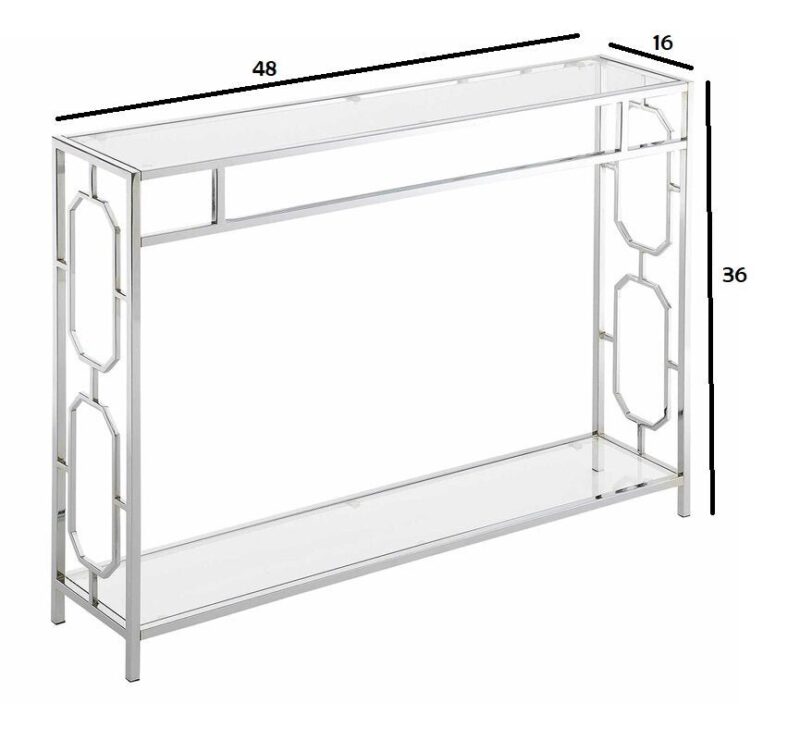 Softy Console Table in Stainless Steel With Glass Top - Image 4