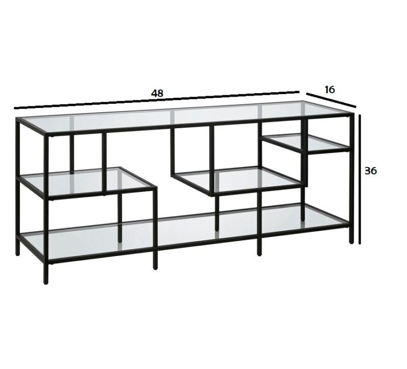 Sooty Console Table in Black Color with Glass Top - Image 3